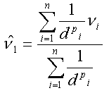 Häufigste Form der                                 IDW-Formel mit zusätzlichem Distanzgewichtungs-Exponenten