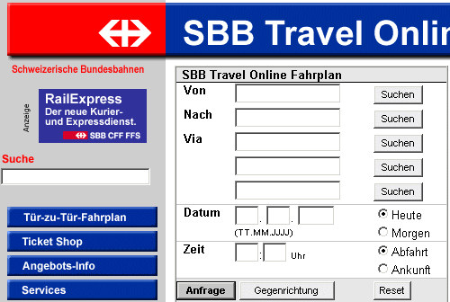 Beispiel einer formular-basierten Benutzungsoberfläche