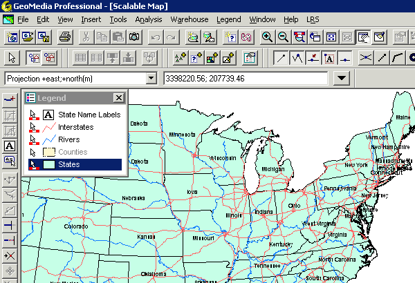 Example of a GIS Interface (GeoMedia, Intergraph)