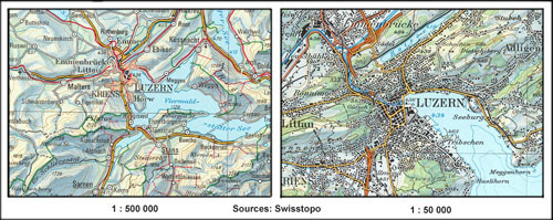 Selection example, source: national maps, reproduced with the permission of swisstopo (BA057224), www.swisstopo.ch