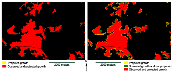                       Projected and observed urban extent in Bulle area for 1993 and 2001 (after Al-Ghamdi, 2008)                     