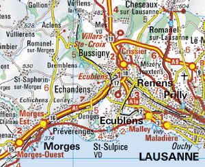Street map 1:200'000,        reproduced with permission from swisstopo (BA057224)