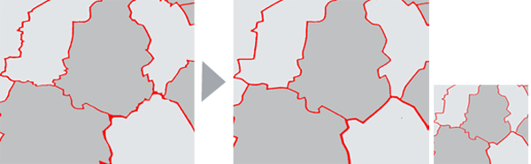Map extract before       and after the generalisation